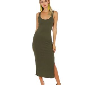 French Connection army green ribbed tank dress
